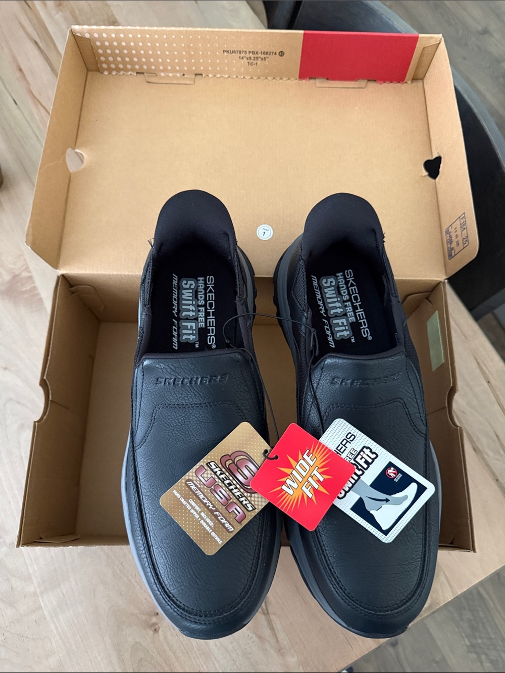 Skechers Men’s Black Wide-Fit Slip-On Loafers